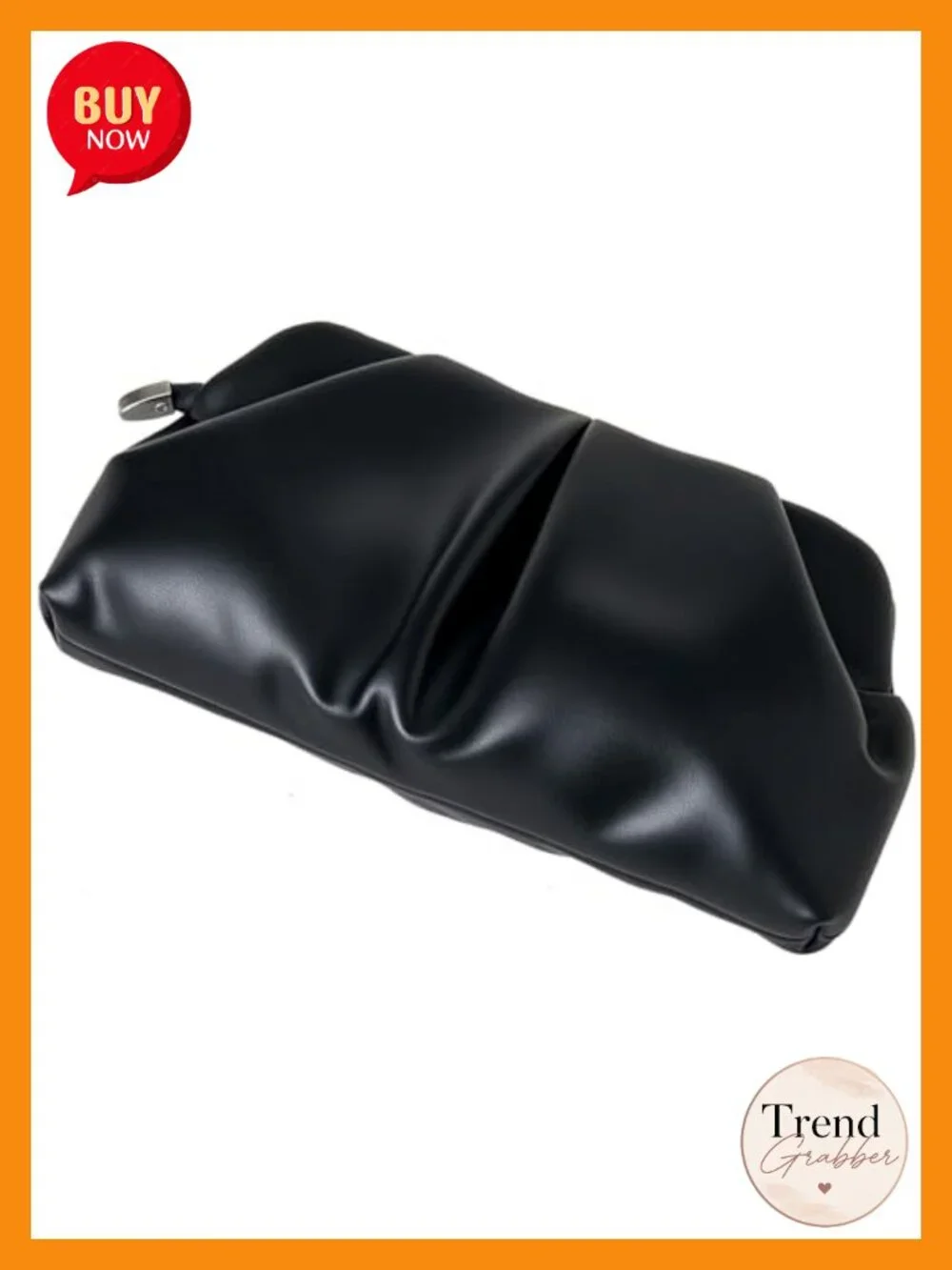 PU Leather Ruched Clutch Evening Bag Detachable Chain Crossbody